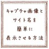【WordPress】超簡単にキャプチャとサイト名を一緒に表示する方法 【WordPress】超簡単にキャプチャとサイト名を一緒に表示する方法